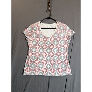 Tommy Hilfiger Women's Short Sleeve V-Neck Casual Blouse Shirt, Large